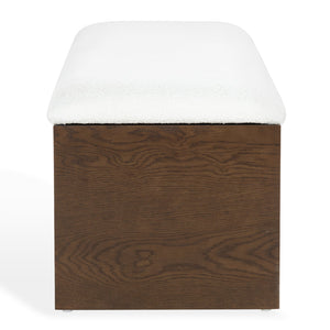 Safavieh Roseandrea Cushion Top Storage Bench - Stylish Wood & Fabric Design For Organized Living Spaces Walnut ,White Wood ,Fabric ,Foam Sfv4255b