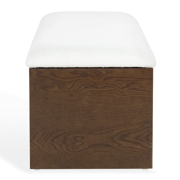 Safavieh Roseandrea Cushion Top Storage Bench - Stylish Wood & Fabric Design For Organized Living Spaces Walnut ,White Wood ,Fabric ,Foam Sfv4255b