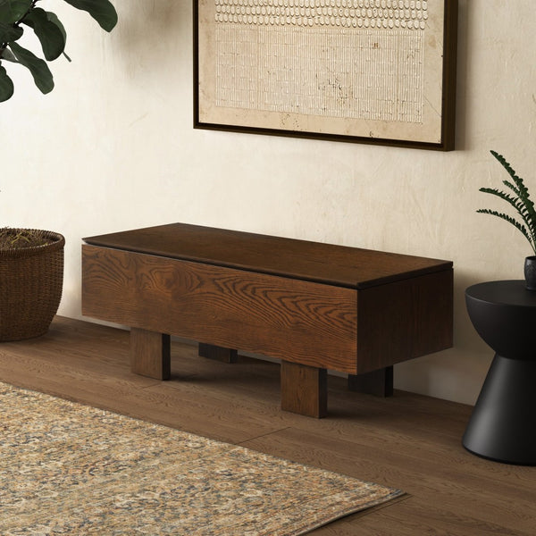Safavieh SHERIANYA Wood Storage Bench – Stylish Seating & Hidden Storage for Entryways and Living Spaces Walnut SFV4256B