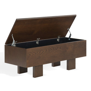 Safavieh Sherianya Wood Storage Bench – Stylishly Organize Your Space With Natural Elegance And Functionality Walnut Wood Sfv4256b