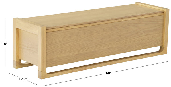 Safavieh TYRELL Wood Storage Bench - Versatile Seating and Hidden Storage for Stylish Home Organization Natural SFV4257A