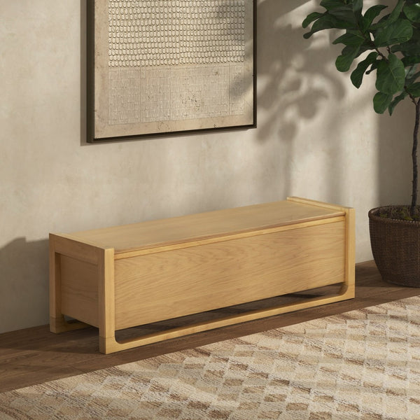 Safavieh TYRELL Wood Storage Bench - Versatile Seating and Hidden Storage for Stylish Home Organization Natural SFV4257A