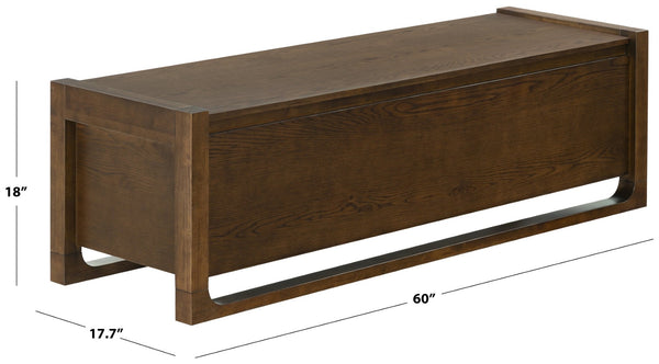 Safavieh TYRELL Wood Storage Bench - Versatile Seating and Hidden Storage for Stylish Home Organization Walnut SFV4257B