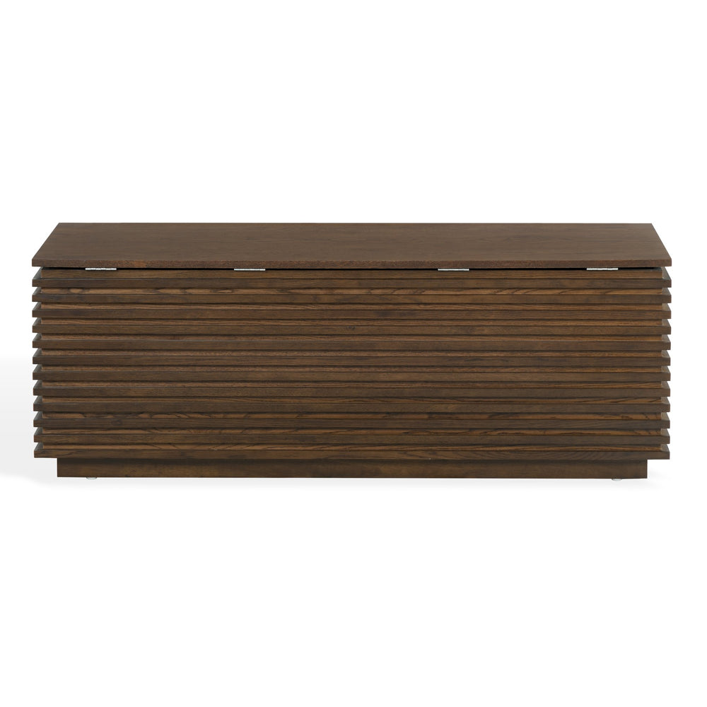 Safavieh Zuzu Wood Storage Bench In Walnut Finish – Stylish, Functional Seating & Storage For Any Room Walnut Wood ,Metal Sfv4258a