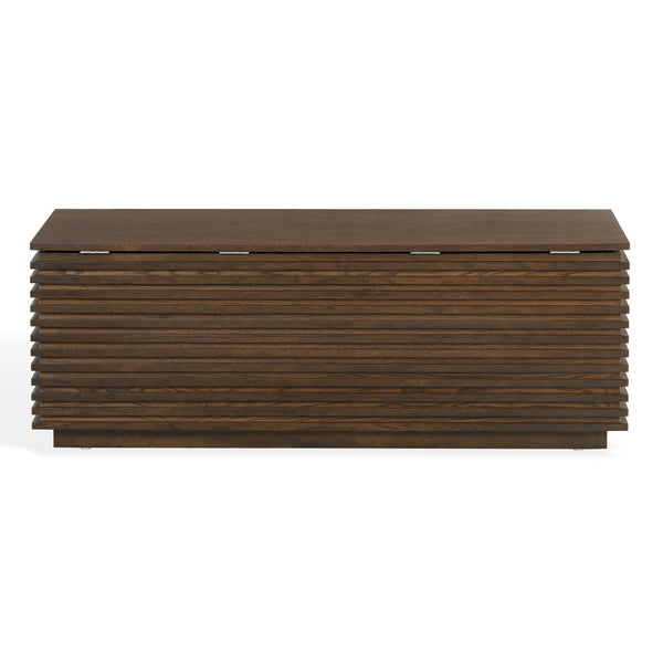 Safavieh Zuzu Wood Storage Bench In Walnut Finish – Stylish, Functional Seating & Storage For Any Room Walnut Wood ,Metal Sfv4258a