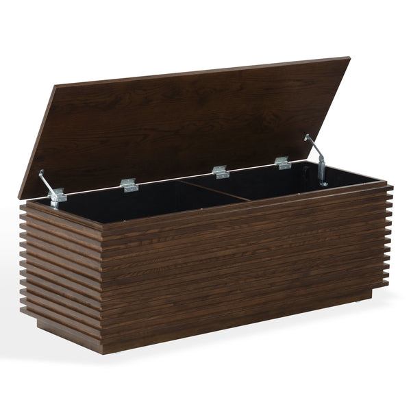 Safavieh Zuzu Wood Storage Bench In Walnut Finish – Stylish, Functional Seating & Storage For Any Room Walnut Wood ,Metal Sfv4258a