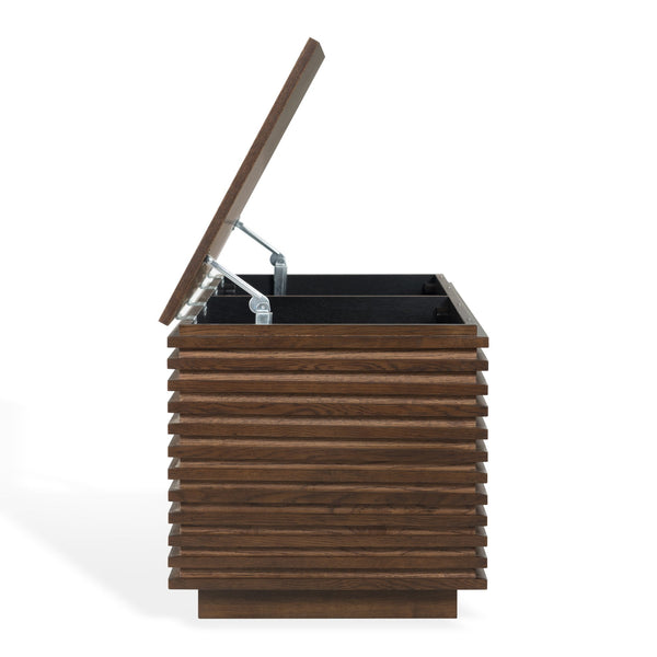 Safavieh Zuzu Wood Storage Bench In Walnut Finish – Stylish, Functional Seating & Storage For Any Room Walnut Wood ,Metal Sfv4258a