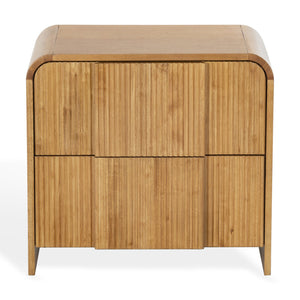 Safavieh Vitale Reeded Wood Nightstand - Elegant, Organic Design With Unique Textures For Timeless Bedrooms Natural Wood Sfv4259a