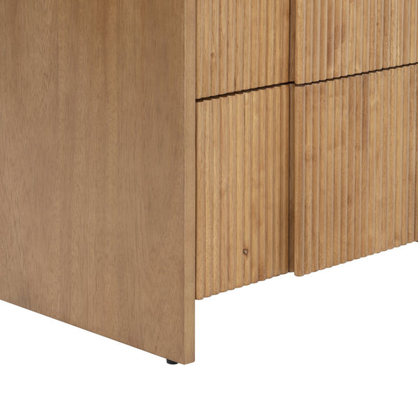 Safavieh Vitale Reeded Wood Nightstand - Elegant, Organic Design With Unique Textures For Timeless Bedrooms Natural Wood Sfv4259a