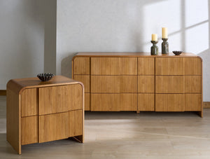 Safavieh VITALE Reeded Wood Dresser - Elegant Storage Solution with Textured Design for Timeless Interiors Natural SFV4260A