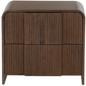 Safavieh Vitale Reeded Wood Nightstand - Elegant, Organic Design With Unique Textures For Timeless Bedrooms Walnut Wood Sfv4259b