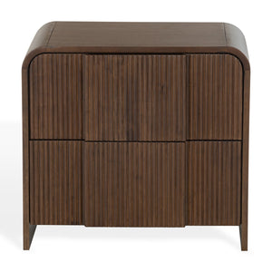 Safavieh Vitale Reeded Wood Nightstand - Elegant, Organic Design With Unique Textures For Timeless Bedrooms Walnut Wood Sfv4259b
