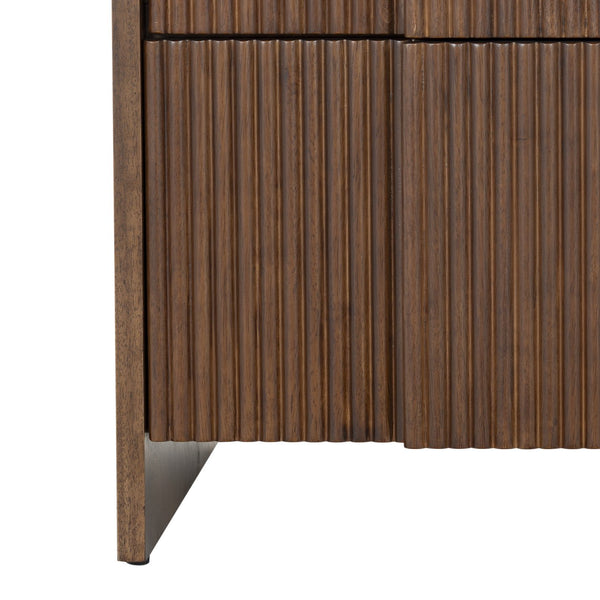 Safavieh Vitale Reeded Wood Nightstand - Elegant, Organic Design With Unique Textures For Timeless Bedrooms Walnut Wood Sfv4259b
