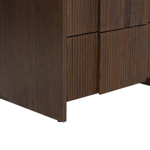 Safavieh Vitale Reeded Wood Nightstand - Elegant, Organic Design With Unique Textures For Timeless Bedrooms Walnut Wood Sfv4259b
