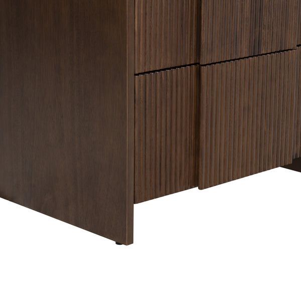 Safavieh Vitale Reeded Wood Nightstand - Elegant, Organic Design With Unique Textures For Timeless Bedrooms Walnut Wood Sfv4259b