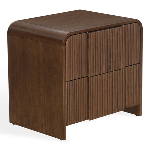 Safavieh Vitale Reeded Wood Nightstand - Elegant, Organic Design With Unique Textures For Timeless Bedrooms Walnut Wood Sfv4259b
