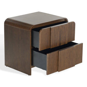 Safavieh Vitale Reeded Wood Nightstand - Elegant, Organic Design With Unique Textures For Timeless Bedrooms Walnut Wood Sfv4259b