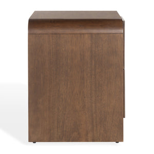 Safavieh Vitale Reeded Wood Nightstand - Elegant, Organic Design With Unique Textures For Timeless Bedrooms Walnut Wood Sfv4259b