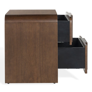Safavieh Vitale Reeded Wood Nightstand - Elegant, Organic Design With Unique Textures For Timeless Bedrooms Walnut Wood Sfv4259b