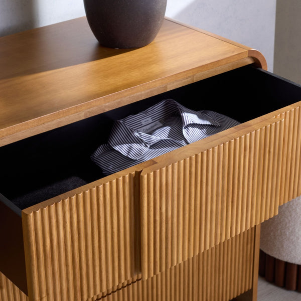 Safavieh VITALE Reeded Wood Dresser - Elegant Storage Solution with Textured Design for Timeless Interiors Natural SFV4260A