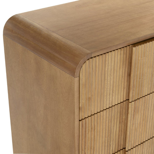 Safavieh VITALE Reeded Wood Dresser - Elegant Storage Solution with Textured Design for Timeless Interiors Natural SFV4260A