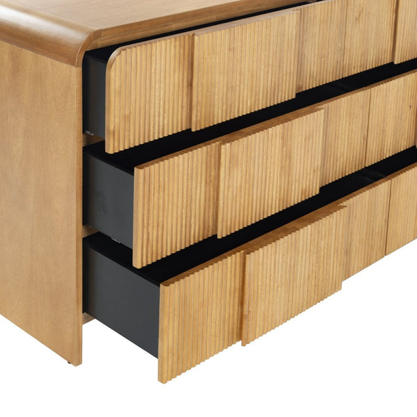 Safavieh VITALE Reeded Wood Dresser - Elegant Storage Solution with Textured Design for Timeless Interiors Natural SFV4260A