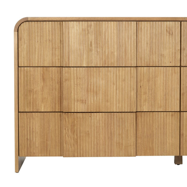 Safavieh VITALE Reeded Wood Dresser - Elegant Storage Solution with Textured Design for Timeless Interiors Natural SFV4260A