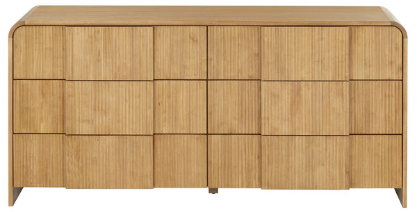 Safavieh Vitale Reeded Wood Dresser - Elegant Storage Solution With Textured Finish For Stylish Homes Natural Wood Sfv4260a