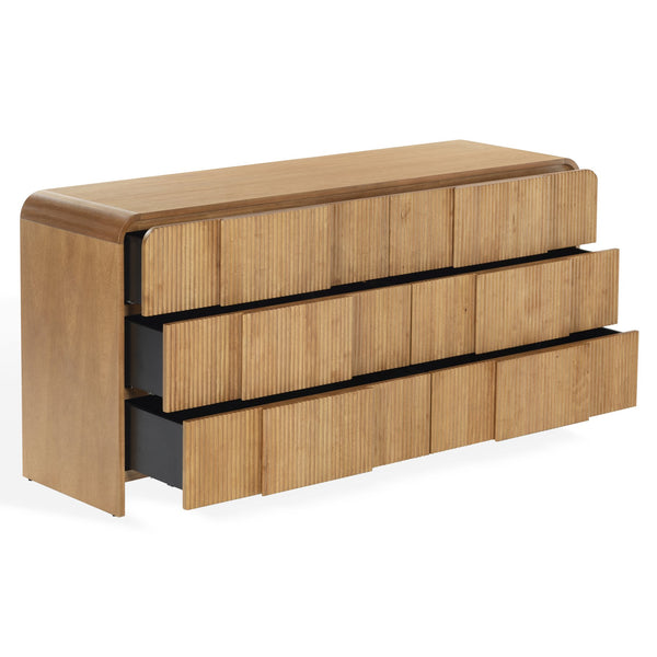 Safavieh Vitale Reeded Wood Dresser - Elegant Storage Solution With Textured Finish For Stylish Homes Natural Wood Sfv4260a