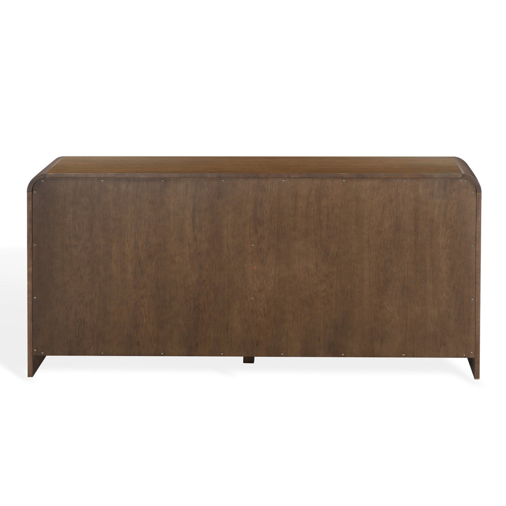 Safavieh Vitale Reeded Wood Dresser - Elegant Storage Solution With Textured Finish For Stylish Homes Walnut Wood Sfv4260b