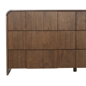 Safavieh VITALE Reeded Wood Dresser - Elegant Storage Solution with Textured Design for Timeless Interiors Walnut SFV4260B