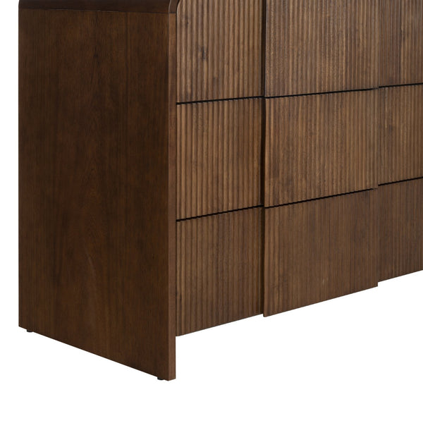 Safavieh Vitale Reeded Wood Dresser - Elegant Storage Solution With Textured Finish For Stylish Homes Walnut Wood Sfv4260b