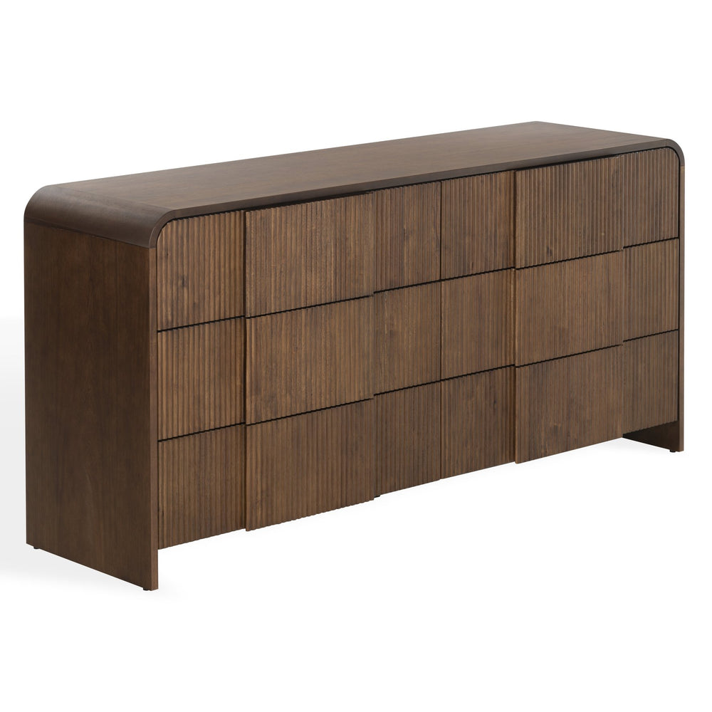 Safavieh Vitale Reeded Wood Dresser - Elegant Storage Solution With Textured Finish For Stylish Homes Walnut Wood Sfv4260b