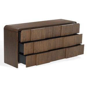 Safavieh Vitale Reeded Wood Dresser - Elegant Storage Solution With Textured Finish For Stylish Homes Walnut Wood Sfv4260b
