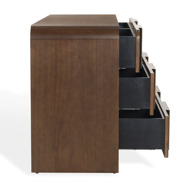 Safavieh Vitale Reeded Wood Dresser - Elegant Storage Solution With Textured Finish For Stylish Homes Walnut Wood Sfv4260b