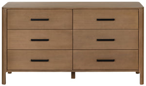 Abbiava Six-Drawer Wood Dresser With Metal Accents — Spacious 64.5" Storage, Smooth-Glide Design