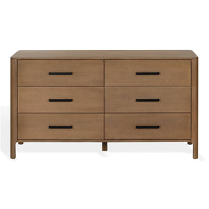 Abbiava Six-Drawer Wood Dresser With Metal Accents — Spacious 64.5" Storage, Smooth-Glide Design