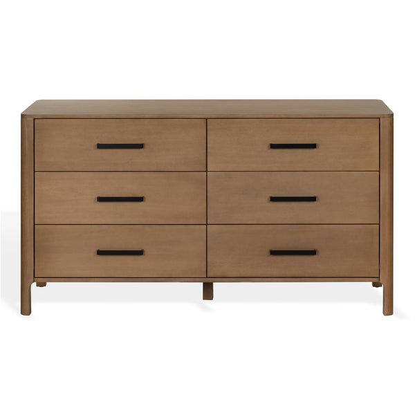 Abbiava Six-Drawer Wood Dresser With Metal Accents — Spacious 64.5" Storage, Smooth-Glide Design