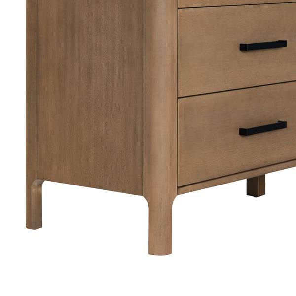 Abbiava Six-Drawer Wood Dresser With Metal Accents — Spacious 64.5" Storage, Smooth-Glide Design