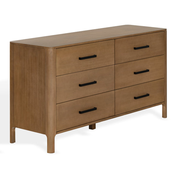 Abbiava Six-Drawer Wood Dresser With Metal Accents — Spacious 64.5" Storage, Smooth-Glide Design