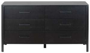 Abbiava Six-Drawer Wood Dresser With Metal Accents — Spacious 64.5" Storage, Smooth-Glide Design