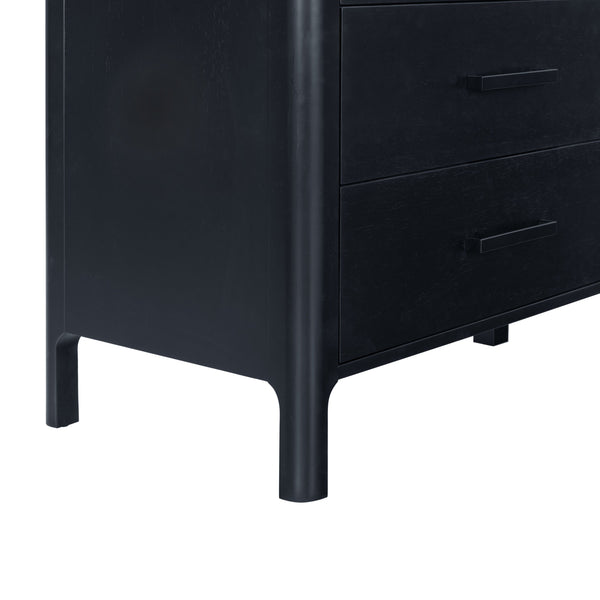Abbiava Six-Drawer Wood Dresser With Metal Accents — Spacious 64.5" Storage, Smooth-Glide Design