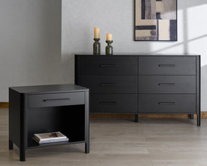 Abbiava Six-Drawer Wood Dresser With Metal Accents — Spacious 64.5" Storage, Smooth-Glide Design