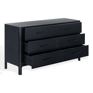 Abbiava Six-Drawer Wood Dresser With Metal Accents — Spacious 64.5" Storage, Smooth-Glide Design