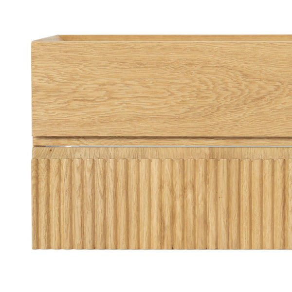 Safavieh Dontay 2 Drawer Ribbed Floating Nightstand - Elegant Wood Design For Modern Bedroom Spaces Natural Wood Sfv4262a