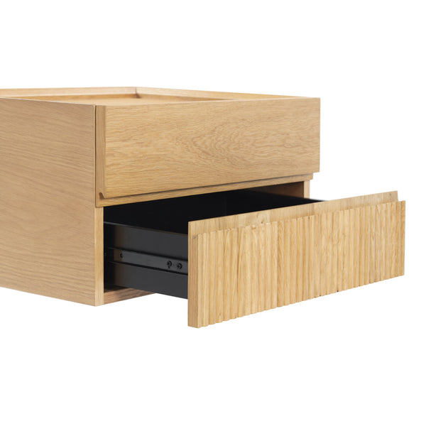 Safavieh Dontay 2 Drawer Ribbed Floating Nightstand - Elegant Wood Design For Modern Bedroom Spaces Natural Wood Sfv4262a