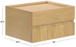 Safavieh Dontay 2 Drawer Ribbed Floating Nightstand - Elegant Wood Design For Modern Bedroom Spaces Natural Wood Sfv4262a