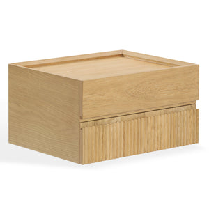 Safavieh Dontay 2 Drawer Ribbed Floating Nightstand - Elegant Wood Design For Modern Bedroom Spaces Natural Wood Sfv4262a