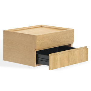 Safavieh Dontay 2 Drawer Ribbed Floating Nightstand - Elegant Wood Design For Modern Bedroom Spaces Natural Wood Sfv4262a