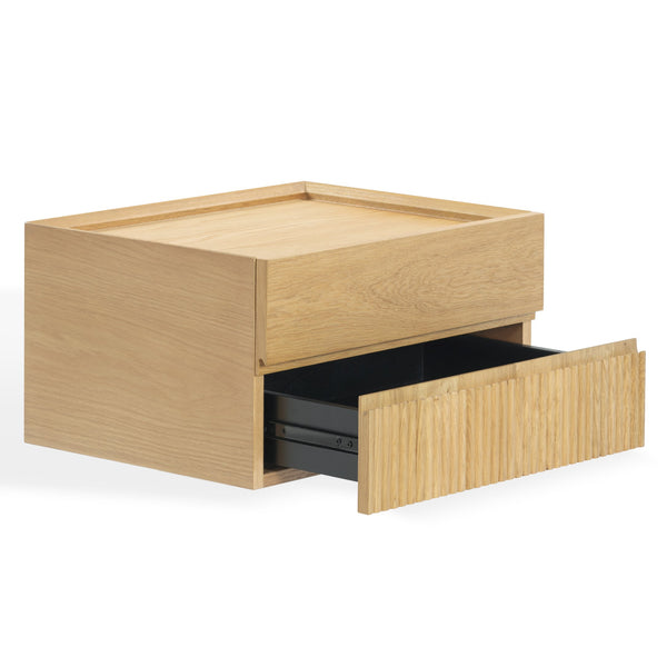 Safavieh Dontay 2 Drawer Ribbed Floating Nightstand - Elegant Wood Design For Modern Bedroom Spaces Natural Wood Sfv4262a